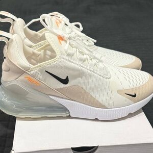 Nike Air Max 270 White and Tan Sneakers